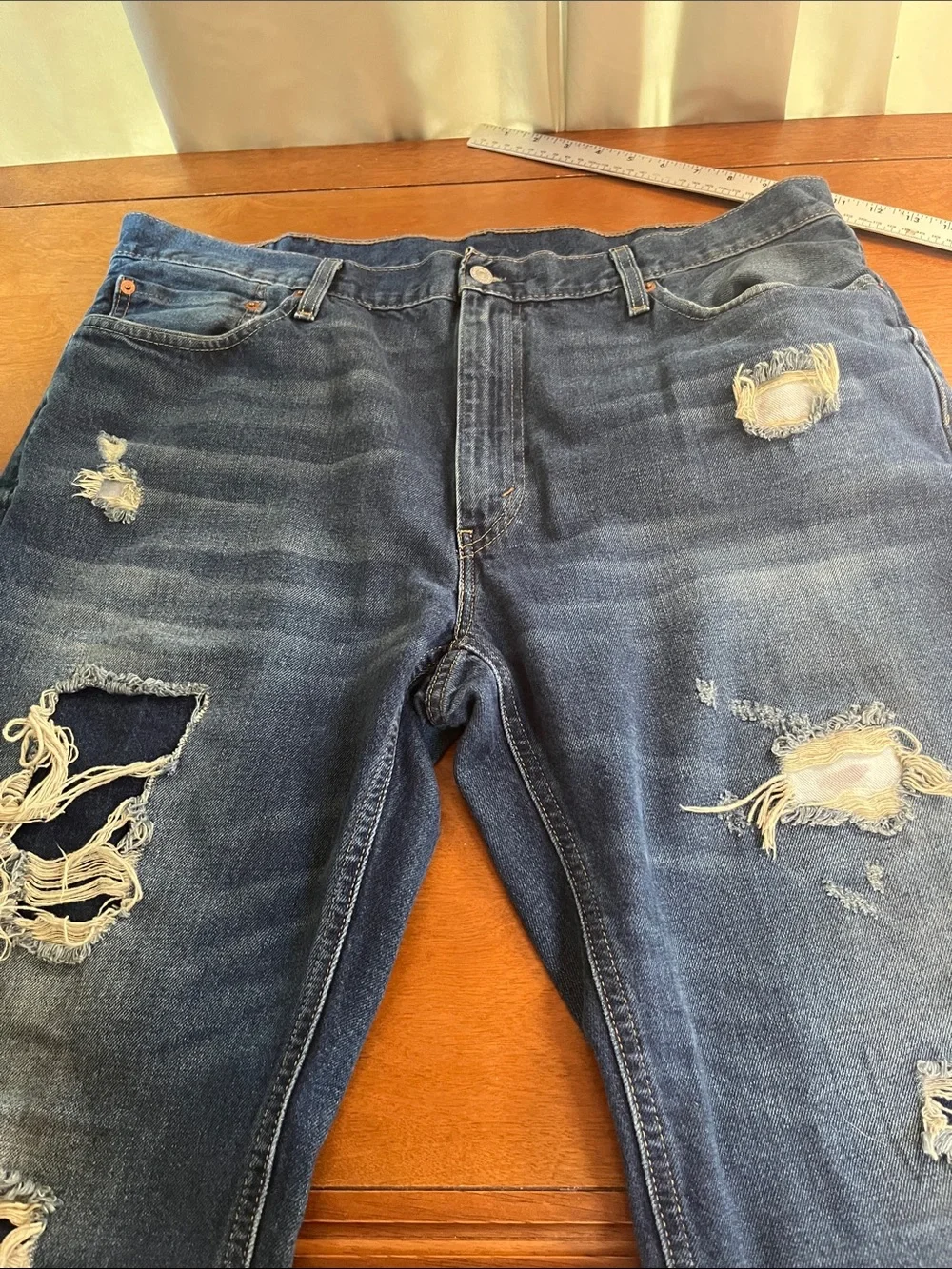 Levi's 541 Jeans in Indigo Blue with Distressing Athletic Fit